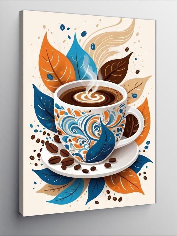 Kanvas Tablo Dekoratif Kahve Fincanı Deseni - Image 1
