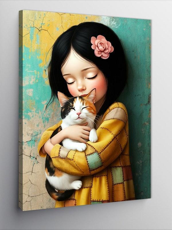Kanvas Tablo Kedi Seven Kız - Image 1