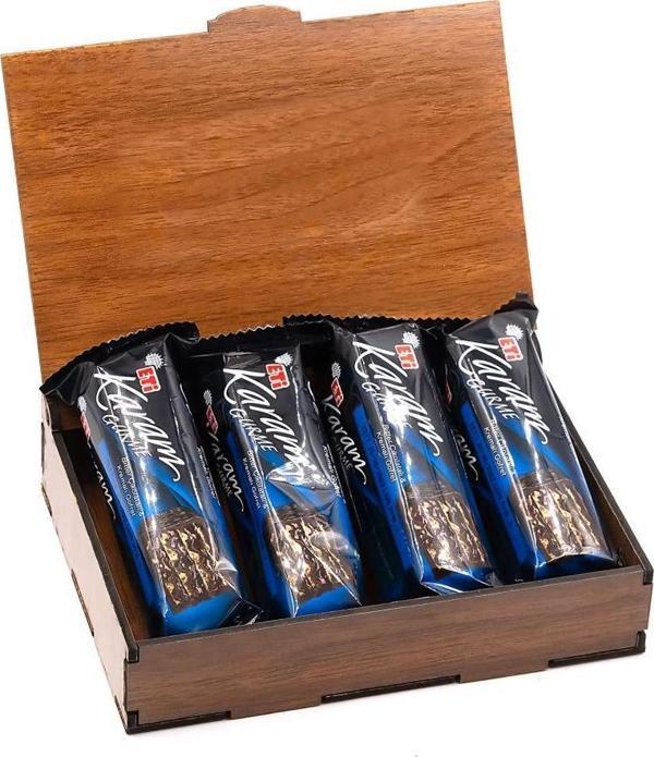 Sevdiklerinize Özel Ahşap Hediye Kutusunda 4 Adet Karam Gurme Bitter Çikolatalı - Image 1