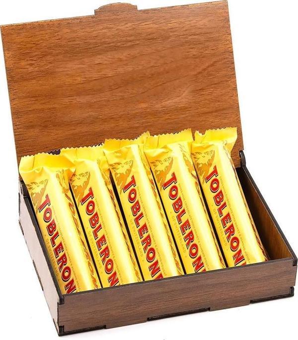 Sevdiklerinize Özel Ahşap Hediye Kutusunda 5 Adet Toblerone - Image 1
