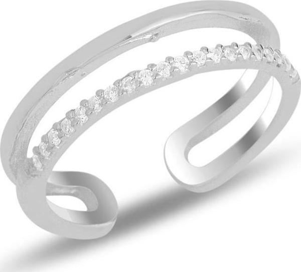 Gümüş rodyumlu zirkon taşlı ayarlamalı yüzük   - Image 1