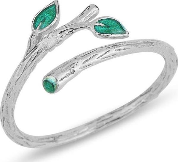 Gümüş rodyumlu mineli sarmaşık modeli ayarlamalı yüzük  - Image 1