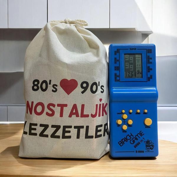 Kese Mavi Tetrisli Nostaljik Hediye Paketi 80'ler 90'lar - Image 1