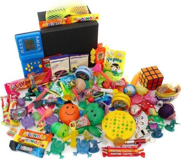 Nostaljik Bakkal Özel Gıda Ve Oyuncak Kutusu Mavi Tetrisli - Image 1