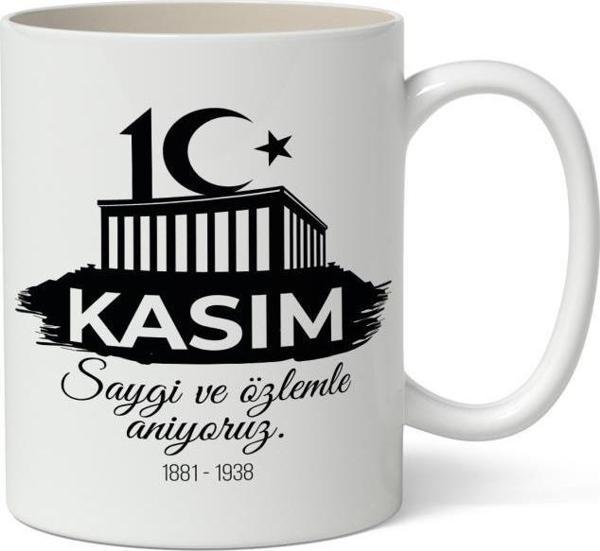 10 Kasım Mustafa Kemal Atatürk Tasarımlı Kupa Bardak Baskılı Kahve Kupa Bardak Model 1 - Image 1