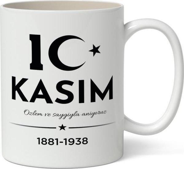 10 Kasım Mustafa Kemal Atatürk Tasarımlı Kupa Bardak Baskılı Kahve Kupa Bardak Model 4 - Image 1