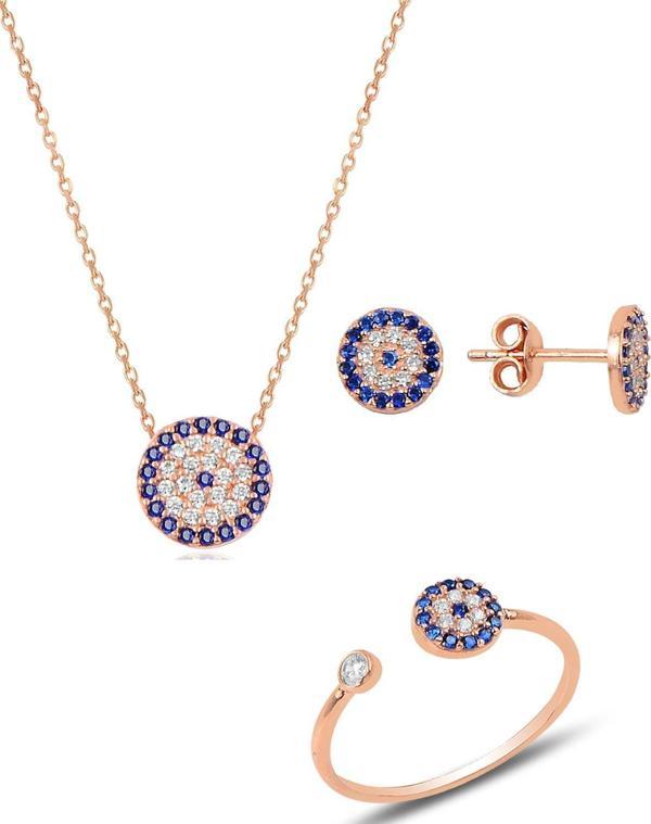 Gümüş rose  nazar modeli üçlü set  - Image 1