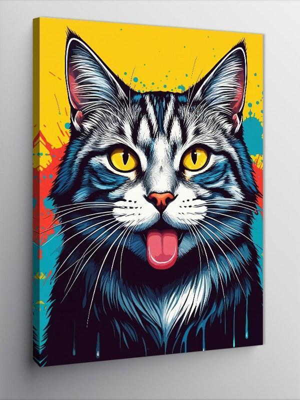 Kanvas Tablo Parlayan Kedi Yüzü - Image 1