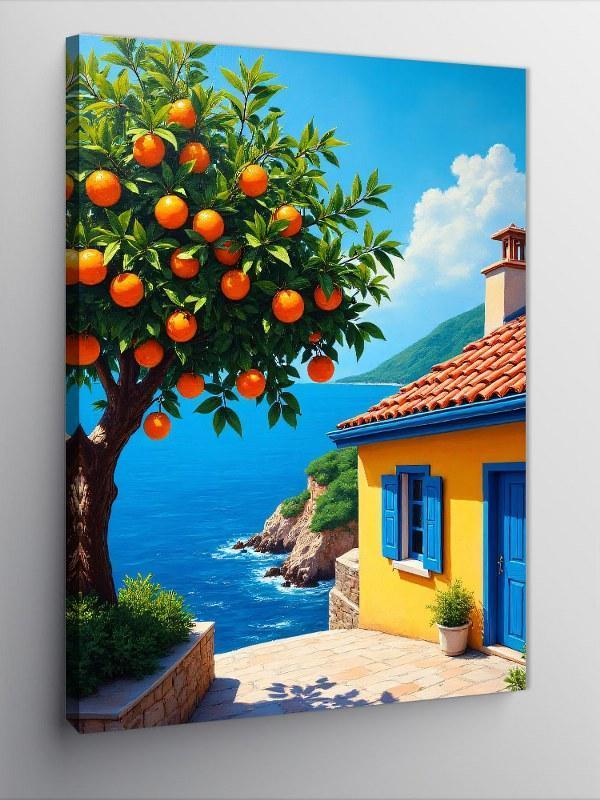 Kanvas Tablo Portakal Ağaçlı Ev - Image 1