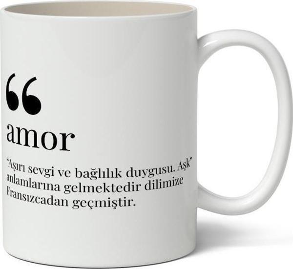 Amor Kelime Anlamı Baskılı Kupa Bardak Baskılı Kahve Kupa Bardak - Image 1