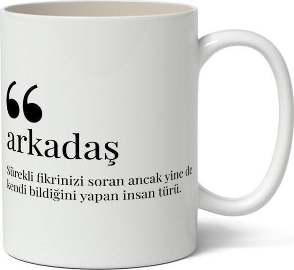Arkadaş Kelime Anlamı Baskılı Kupa Bardak Baskılı Kahve Kupa Bardak - Image 1