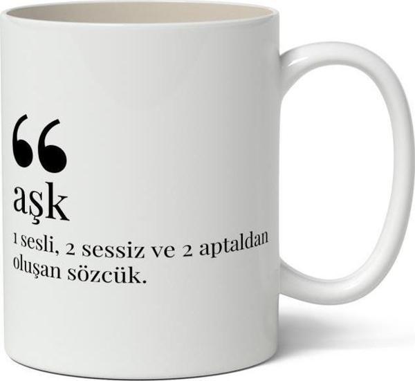 Aşk Anlamı Baskılı Kupa Bardak Baskılı Kahve Kupa Bardak - Image 1