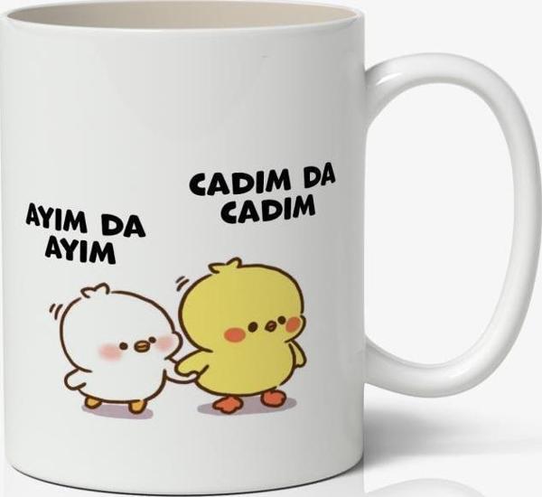 Ayım da Ayım, Cadım da Cadım Sevimli Civcivler Tasarımlı Kupa Bardak Baskılı Kahve Kupa Bardak - Image 1