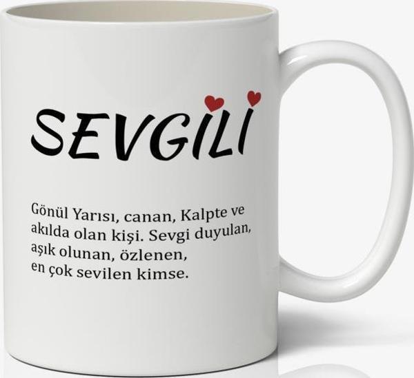 Sevgili Kelime Anlamı Sevgililer Günü Baskılı Kupa Bardak Kahve Kupa Bardak Model - Image 1