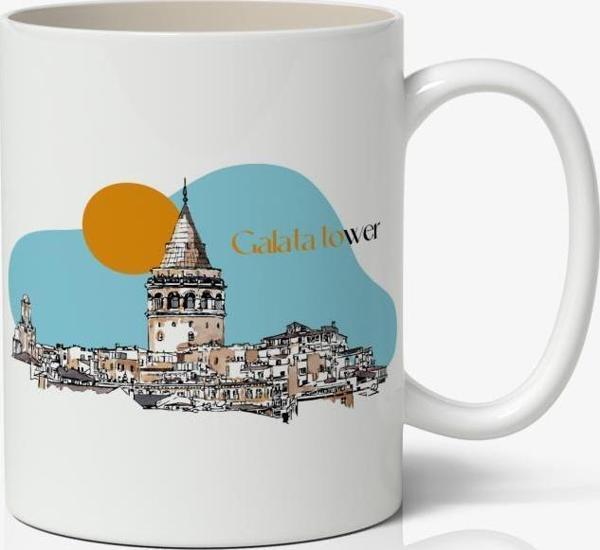 İstanbul Galata Kulesi Baskılı Kupa Bardak Baskılı Kahve Kupa Bardak-2 - Image 1