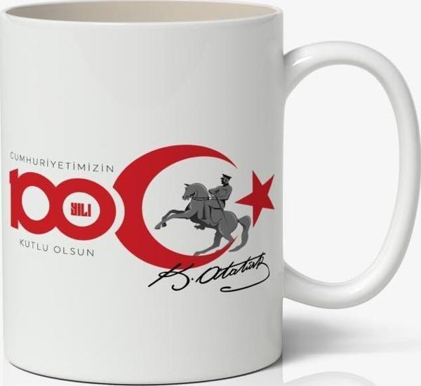 Cumhuriyetin 100. Yılı Tasarımlı Kupa Bardak Baskılı Kahve Kupa Bardak Model 10 - Image 1