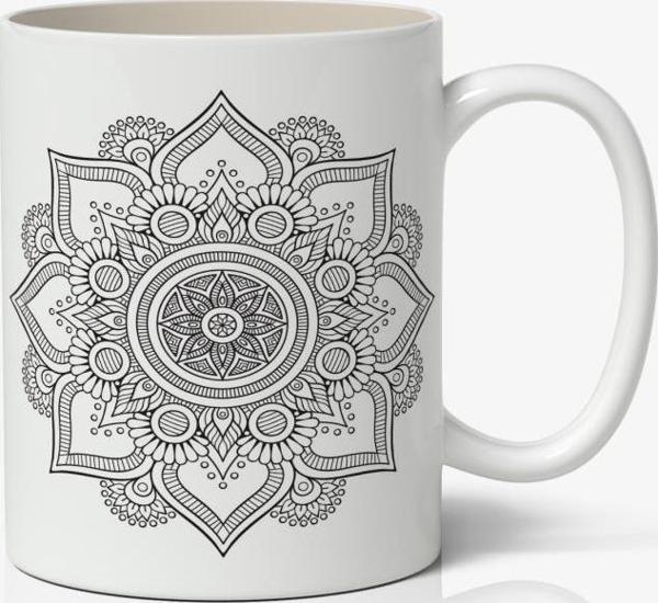 Yaşam Çiçeği Mandala Baskılı Kupa Bardak Baskılı Kahve Kupa Bardak-1 - Image 1