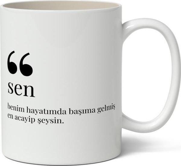 Sen Kelime Anlamı Baskılı Kupa Bardak Baskılı Kahve Kupa Bardak - Image 1