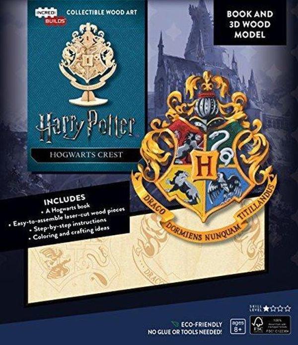 IncrediBuilds-Harry Potter: Hogwarts Crest Book and 3D Wood Model - Insight Toys - Image 1