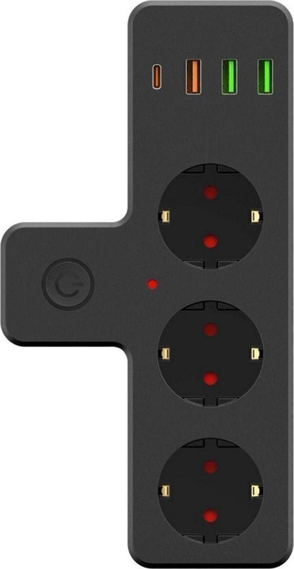Vothoon Termal Akım Korumalı Isıya Dayanıklı 3'Lü Duvar Tipi Priz 3X Usb 1X Type-C Priz - Image 1