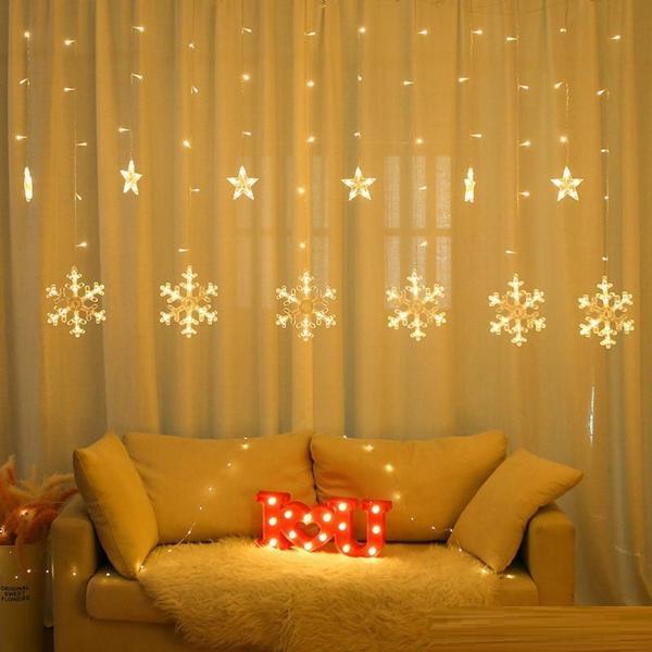 NOEL DEKLOR IŞIĞI SALKIM LED IŞIK KAR TANESİ SALKIM IŞIK YILBAŞI IŞIĞI 220 VOLT EKLEMELİ FİŞLİ IŞIK - Image 1