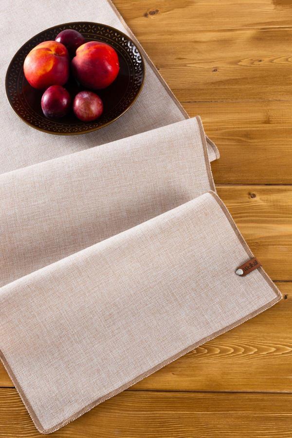 Wellstil Solen | Keten Görünümlü Bej Leke Tutmaz Runner 35 X 120 Cm - Image 1
