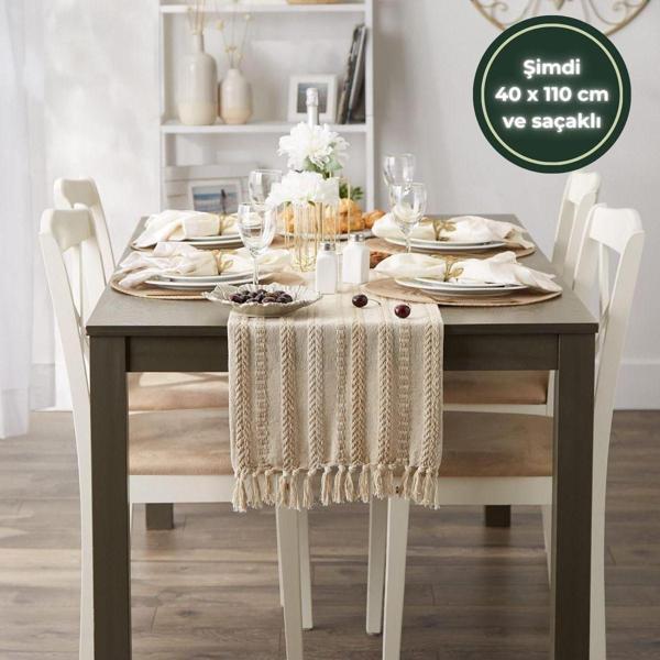 Wellstil Neula | %100 Pamuk Bej Örme Runner 40 X 110 Cm - Image 1