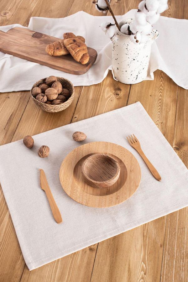 Wellstil Doku | 8'li Organik Ham Keten Amerikan Servisi 35 X 45 Cm - Image 1