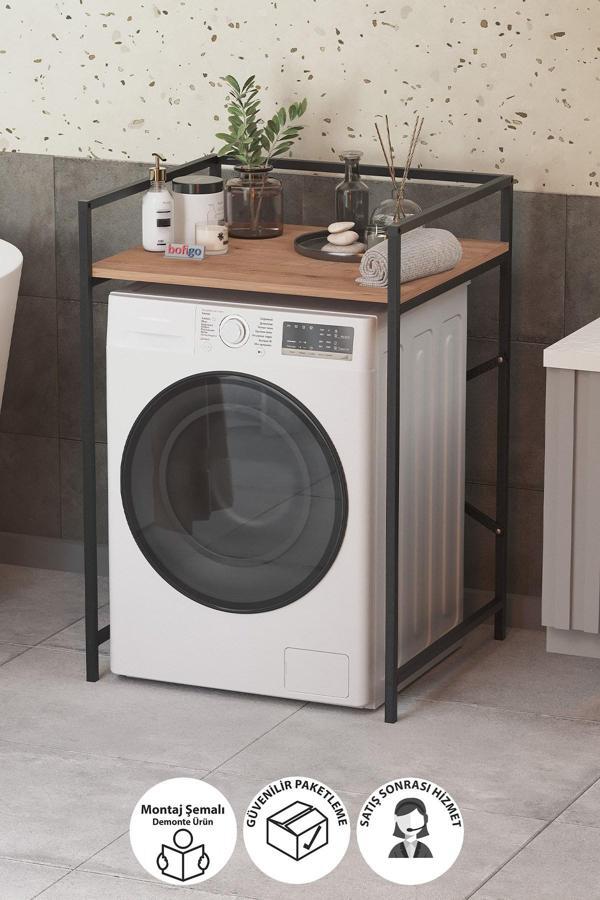 Metal Çamaşır Makinesi Standı Çamaşır Makinesi Dolabı Banyo Rafı Çam - Image 1