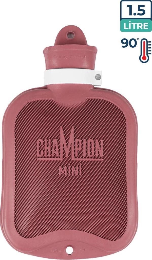 Champion Kauçuk Termofor Mini Sıcak Su Torbası, Kokusuz Sıcak Su Torbası  Pembe 1,5 L - Image 1