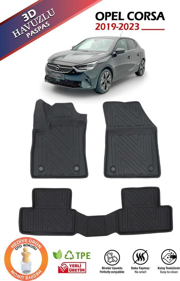 Havuzlu 3d Siyah Paspas Takımı, OPEL-CORSA 2019-2023 Arası, 3d Havuzlu Paspas, HediyeAraç Kokusu - Image 1