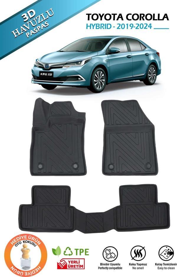 Havuzlu 3d Siyah Paspas Takımı, Toyota-Corolla-Hybrit 2019-2024 Arası, 3d Havuzlu Paspas, HediyeAraç Kokusu - Image 1