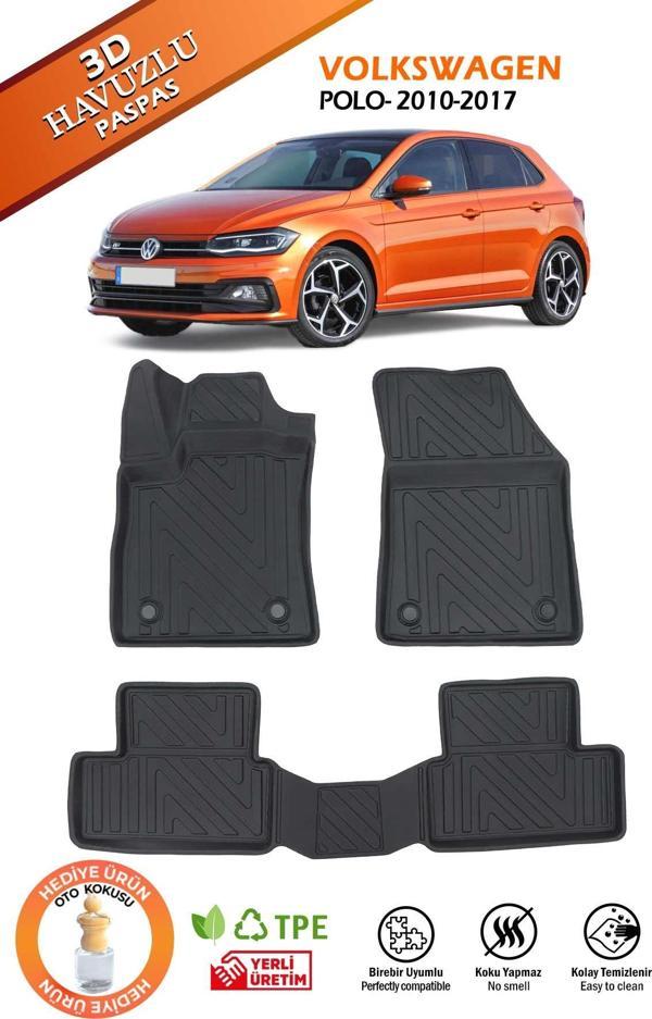 Havuzlu 3d Siyah Paspas Takımı, VOLKSWAGEN-POLO-2010-2017  3d Havuzlu Paspas, HediyeAraç Kokusu - Image 1