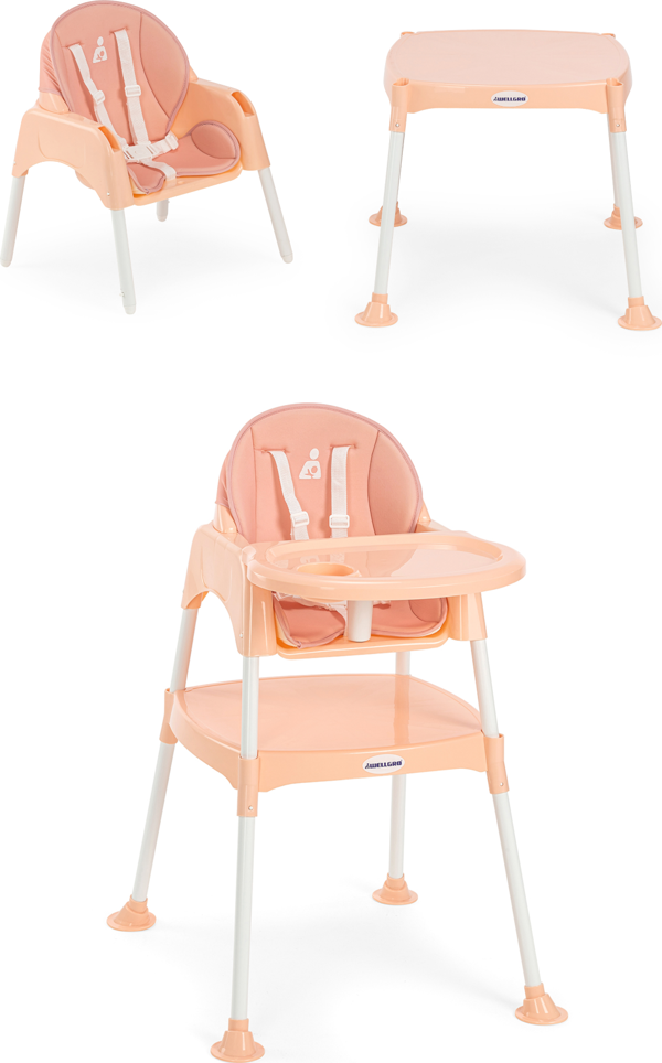 Wellgro Pretty 3in1 Çalışma Masalı Mama Sandalyesi, Somon - Image 1