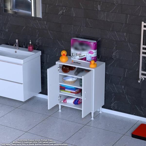 Modilayn SÖKE Küçük Alanlar İçin Akıllı Çözümler 55x75x32,5 cm’ lik 2 Kapaklı 4 Göz Raf Dolap - Image 1