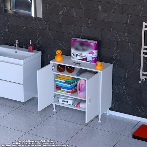 Modilayn SÖKE Küçük Alanlar İçin Akıllı Çözümler 70x75x32,5 cm’ lik 2 Kapaklı 3 Göz Raf Dolap - Image 1