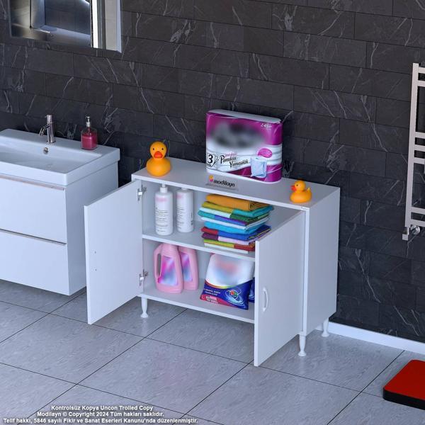 Modilayn SÖKE Küçük Alanlar İçin Akıllı Çözümler 90x75x32,5 cm’ lik 2 Kapaklı 2 Göz Raf Dolap - Image 1