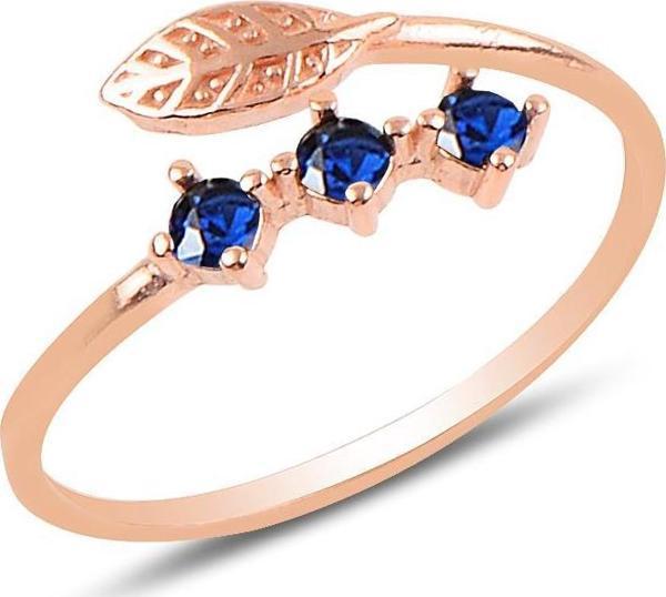 Gümüş rose safir taşlı ayarlamalı yaprak modeli yüzük  - Image 1