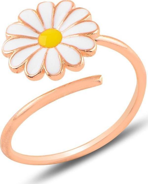 Gümüş rose ayarlanabilir papatya yüzük  - Image 1