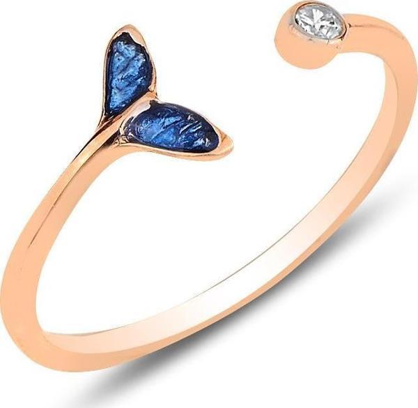 Gümüş rose zirkon taşlı mineli ayarlamalı yüzük  - Image 1
