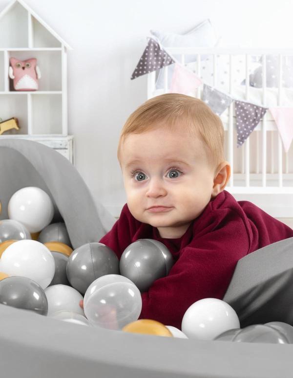 Wellgro Bubble Pops Gri Top Havuzu -Gri/Beyaz/Gold Top - Image 1