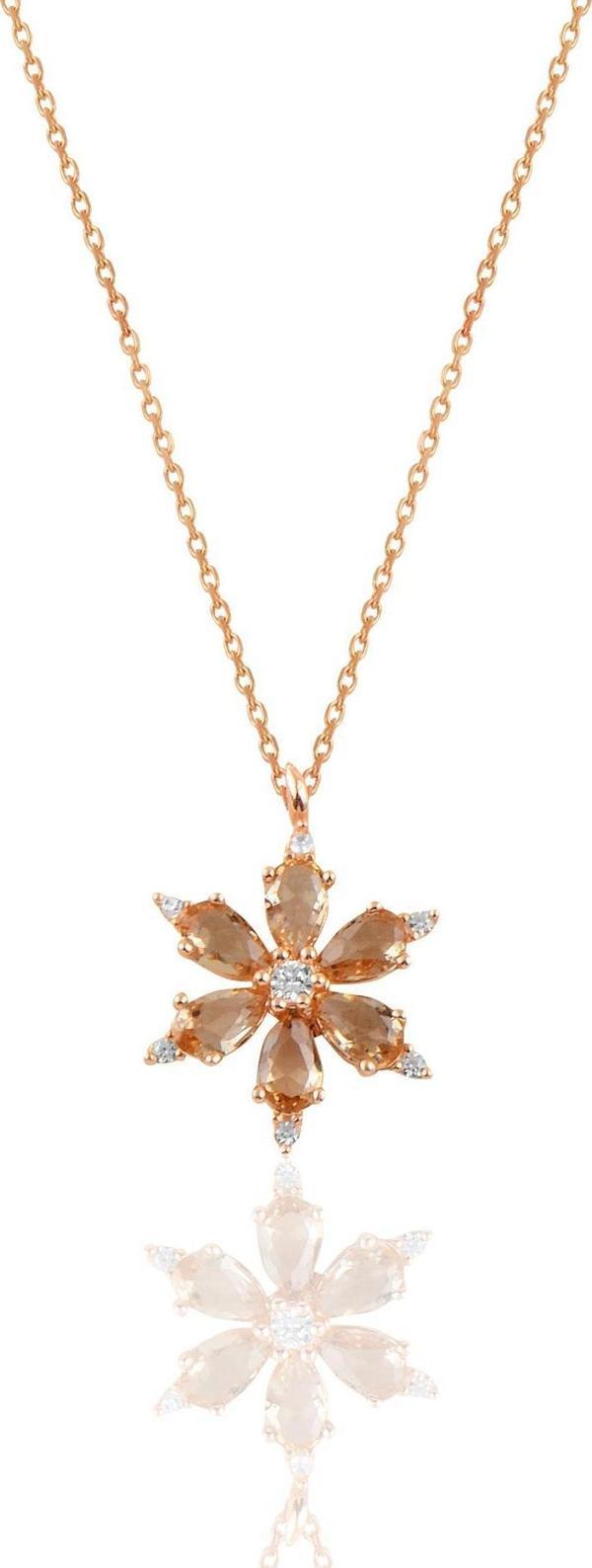 Gümüş rose zultanit taşlı kar tanesi kolye  - Image 1