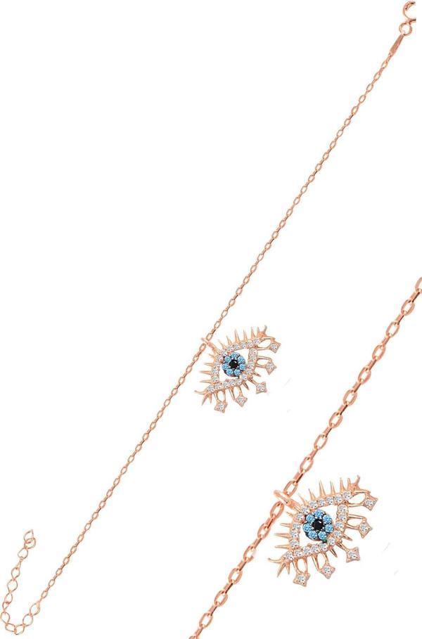Gümüş rose zirkon taşlı lareyn bileklik  - Image 1