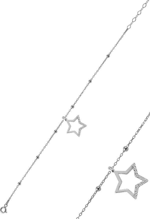 Gümüş zirkon taşlı yıldız figürlü top top bileklik  - Image 1