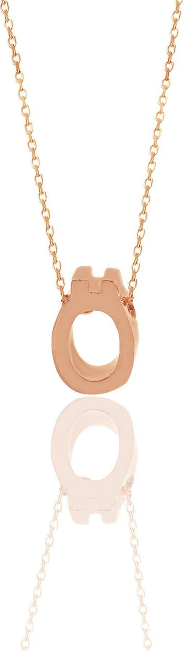 Gümüş rose üç boyutlu minimal  Ö  harf kolye  - Image 1