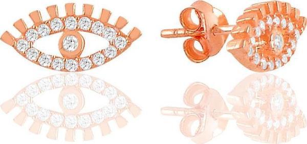Gümüş rose zirkon taşlı eye göz küpe  - Image 1