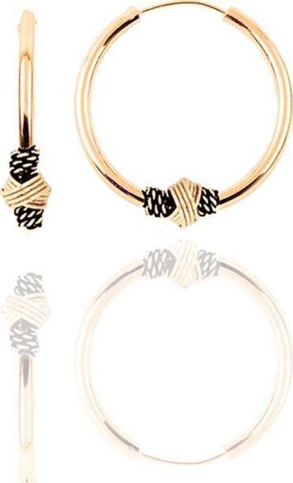 Gümüş rose 14 mm işlemeli halka küpe  - Image 1