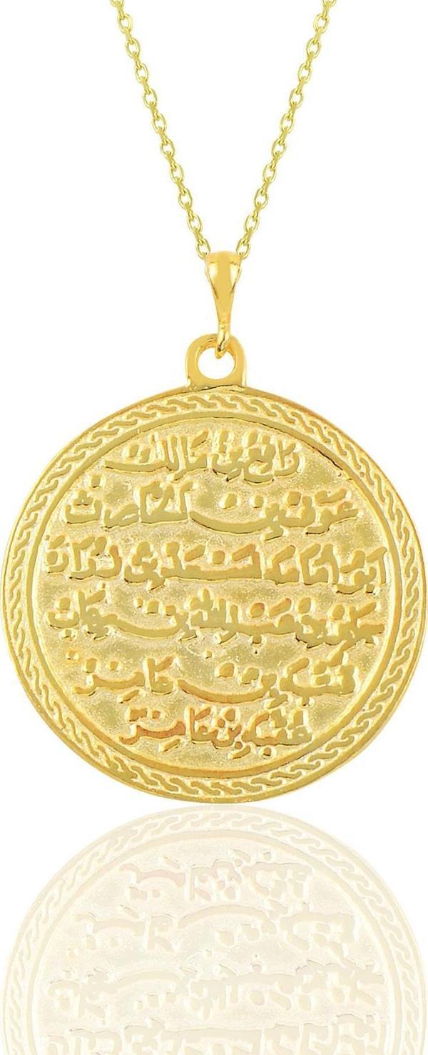 Gümüş altın yaldızlı kıtmir duası yazılı kolye   - Image 1