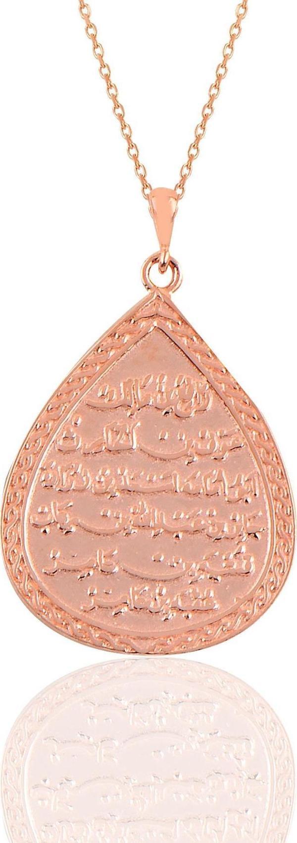 Gümüş rose kıtmir duası yazılı damla modeli kolye  - Image 1