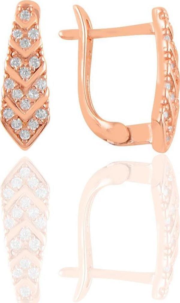 Gümüş rose zirkon taşlı kravat modeli j küpe  - Image 1